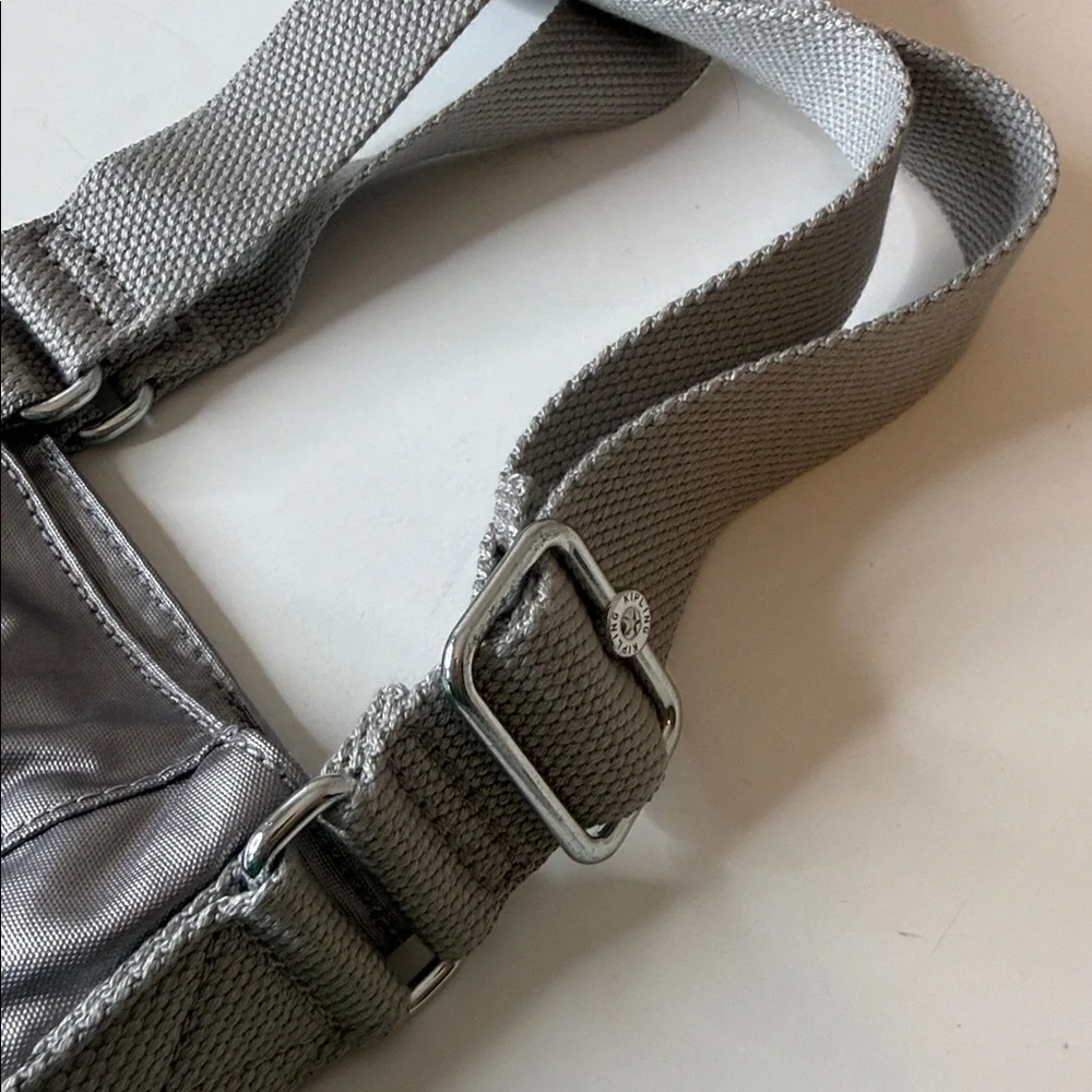 Kipling Adara Large Crossbody Tote Bag Smooth Silver Metallic